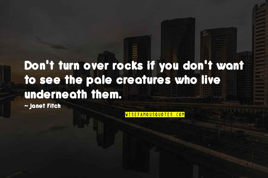 Ferhan Asghar Quotes By Janet Fitch: Don't turn over rocks if you don't want