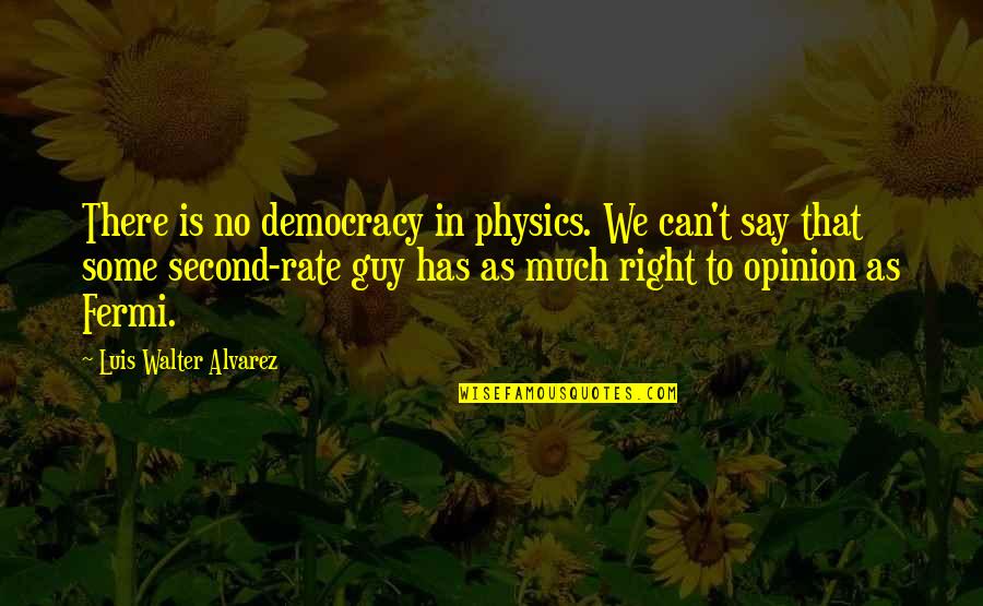 Fermi's Quotes By Luis Walter Alvarez: There is no democracy in physics. We can't