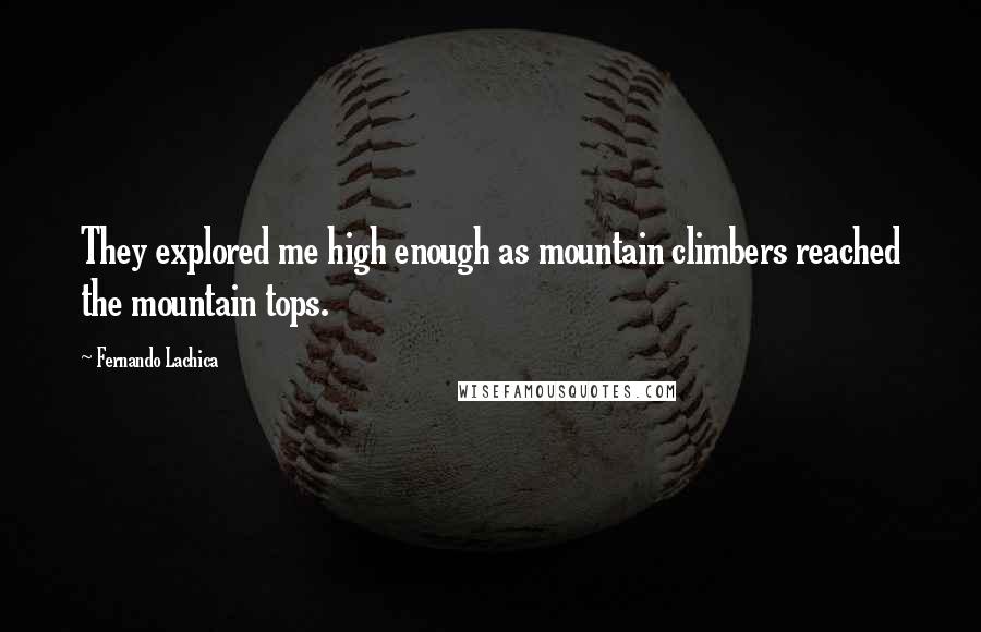 Fernando Lachica quotes: They explored me high enough as mountain climbers reached the mountain tops.