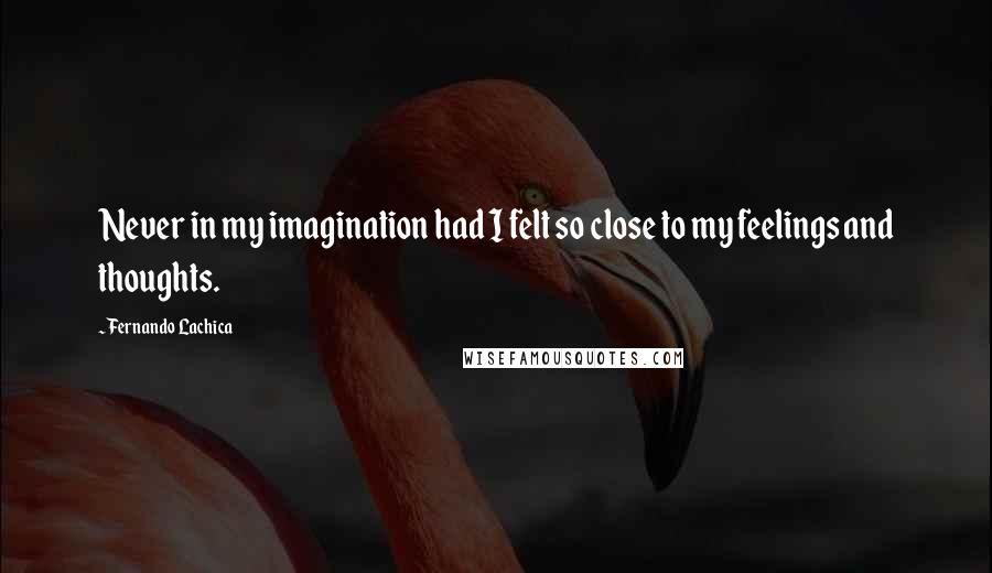 Fernando Lachica quotes: Never in my imagination had I felt so close to my feelings and thoughts.