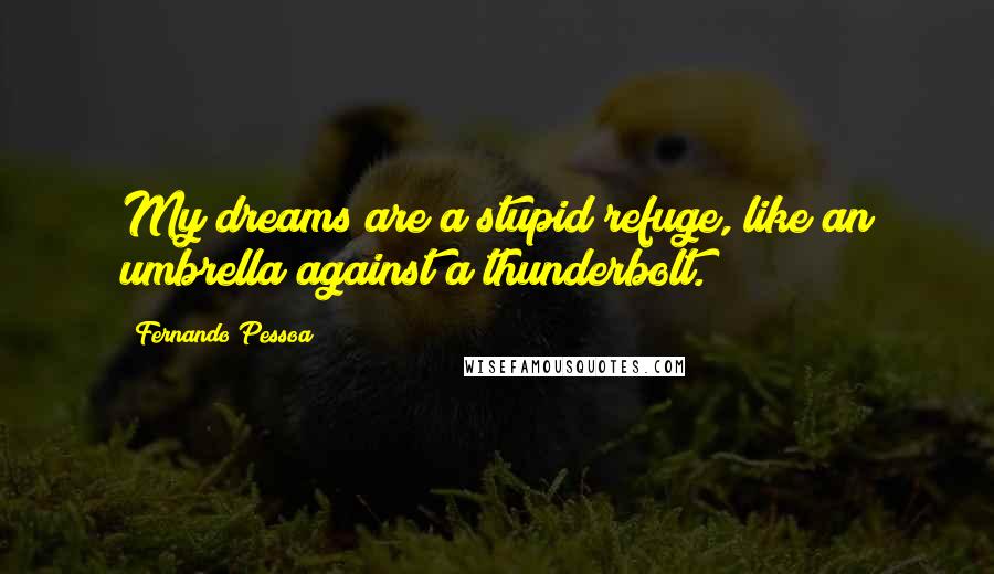 Fernando Pessoa quotes: My dreams are a stupid refuge, like an umbrella against a thunderbolt.