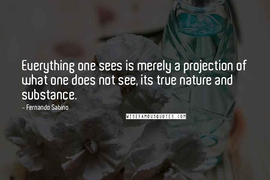 Fernando Sabino quotes: Everything one sees is merely a projection of what one does not see, its true nature and substance.