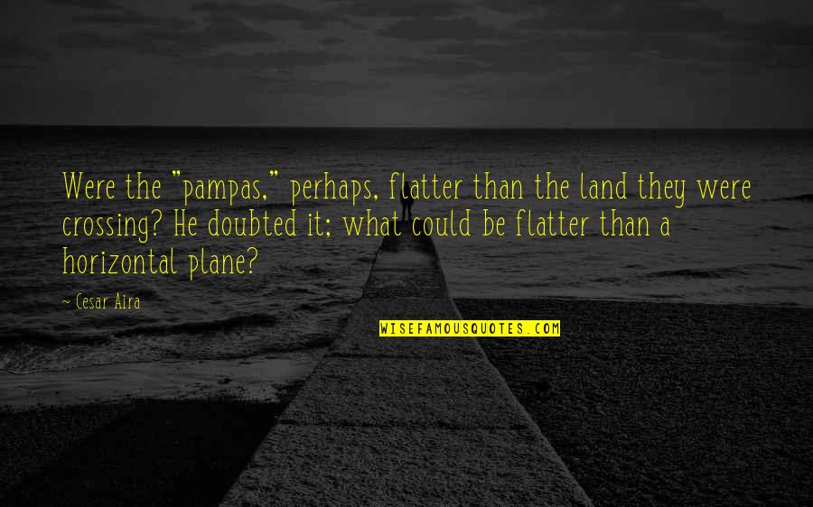 Ferocious Gloves Quotes By Cesar Aira: Were the "pampas," perhaps, flatter than the land