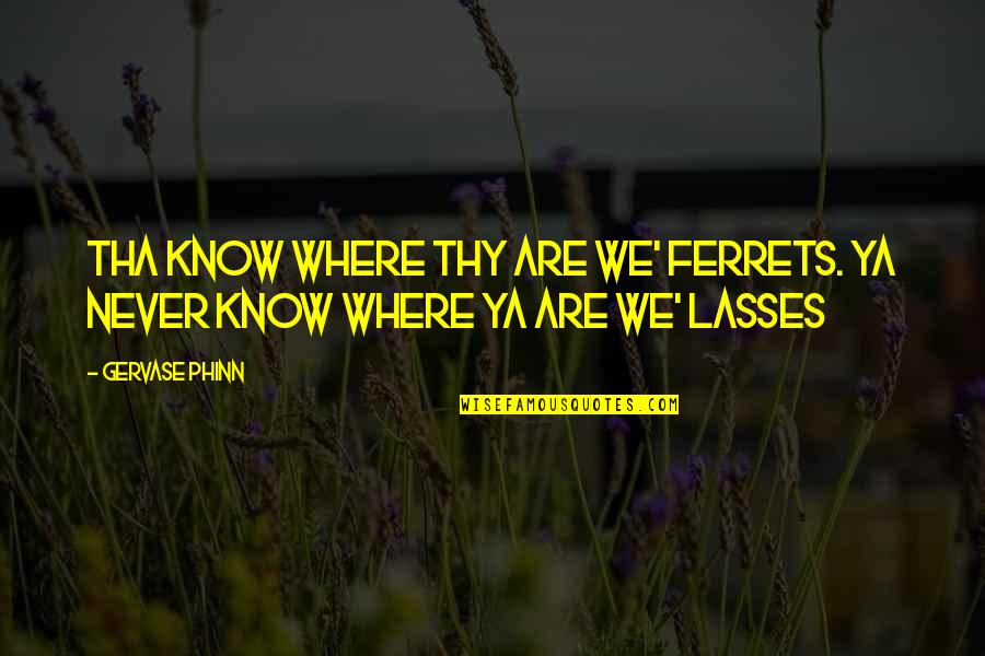 Ferrets Quotes By Gervase Phinn: Tha know where thy are we' ferrets. Ya