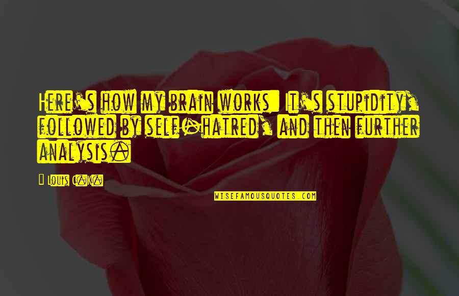 Ferris Bueller Diamond Quotes By Louis C.K.: Here's how my brain works: It's stupidity, followed Ferris Bueller Diamond Quotes By Louis C.K.: Here's how my brain works: It's stupidity, followed