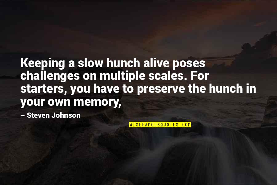Ferrocarriles Quotes By Steven Johnson: Keeping a slow hunch alive poses challenges on
