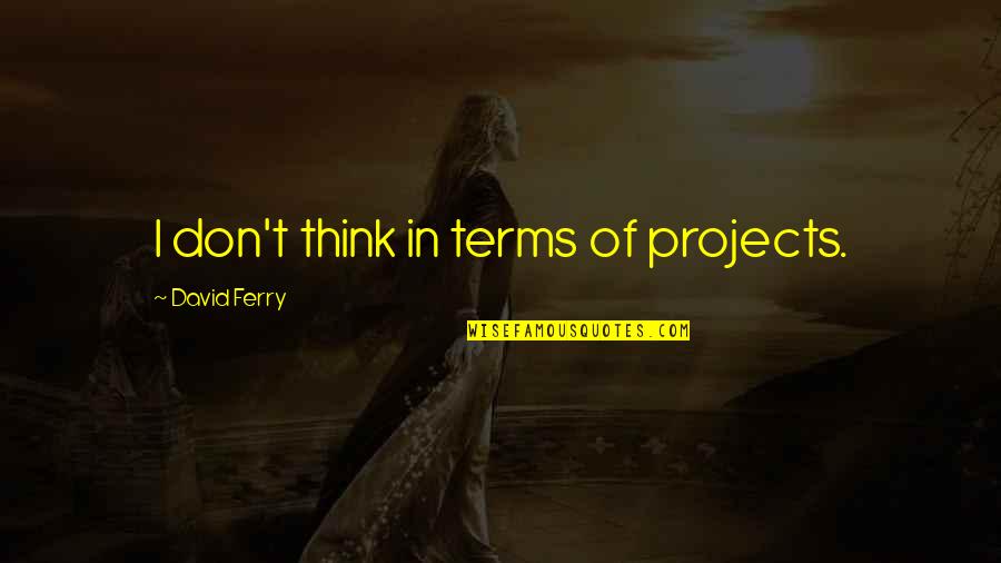 Ferry Quotes By David Ferry: I don't think in terms of projects.