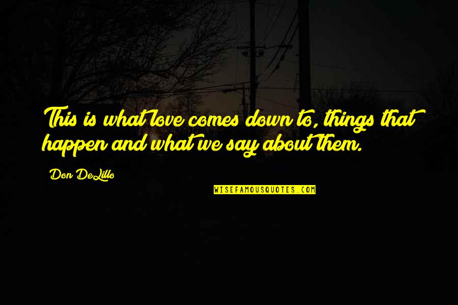 Fertilised Chicken Quotes By Don DeLillo: This is what love comes down to, things