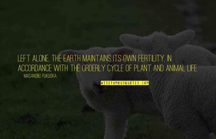 Fertility Quotes By Masanobu Fukuoka: Left alone, the earth maintains its own fertility,