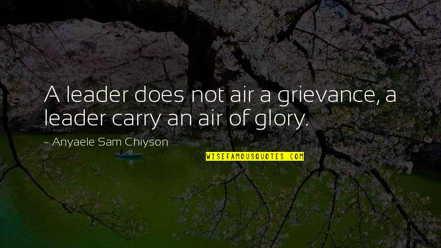 Fertilized Embryo Quotes By Anyaele Sam Chiyson: A leader does not air a grievance, a Fertilized Embryo Quotes By Anyaele Sam Chiyson: A leader does not air a grievance, a