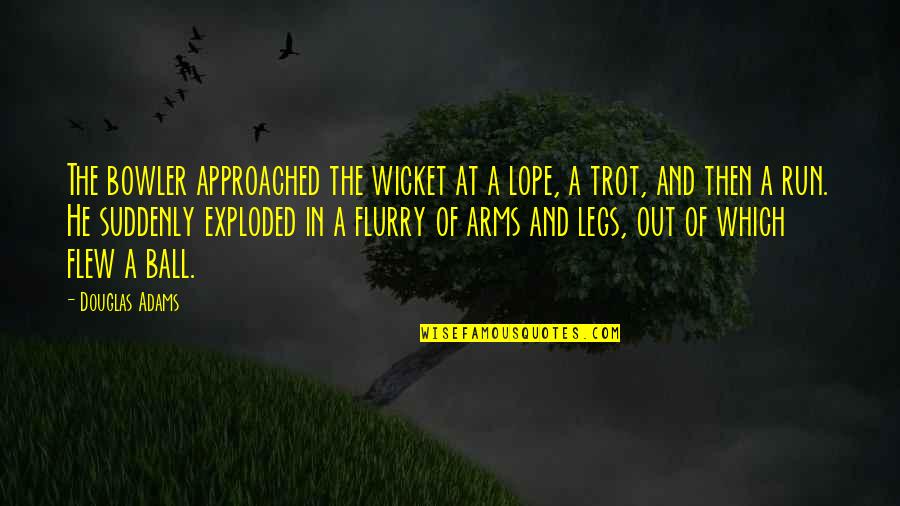 Feta Quotes By Douglas Adams: The bowler approached the wicket at a lope,