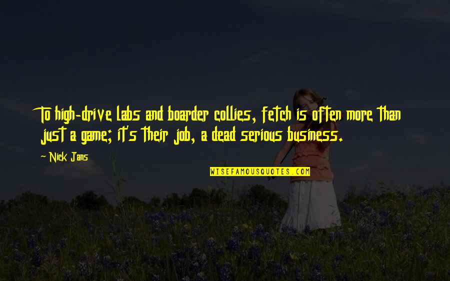Fetch A Quotes By Nick Jans: To high-drive labs and boarder collies, fetch is