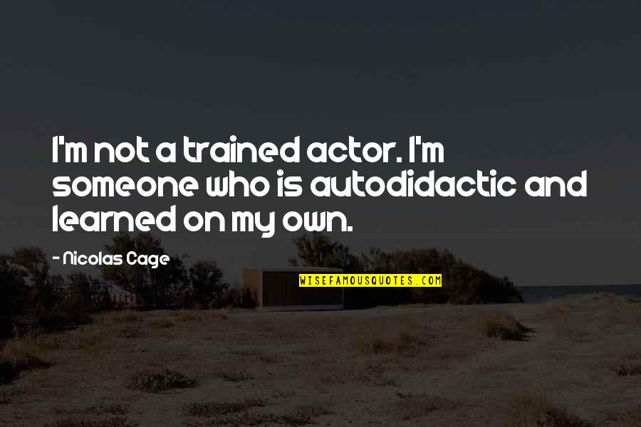 Fethiye Hillside Quotes By Nicolas Cage: I'm not a trained actor. I'm someone who