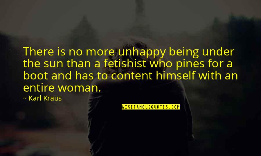 Fetish's Quotes By Karl Kraus: There is no more unhappy being under the