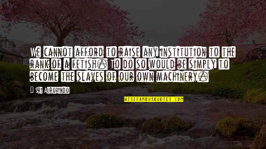 Fetish's Quotes By Sri Aurobindo: We cannot afford to raise any institution to