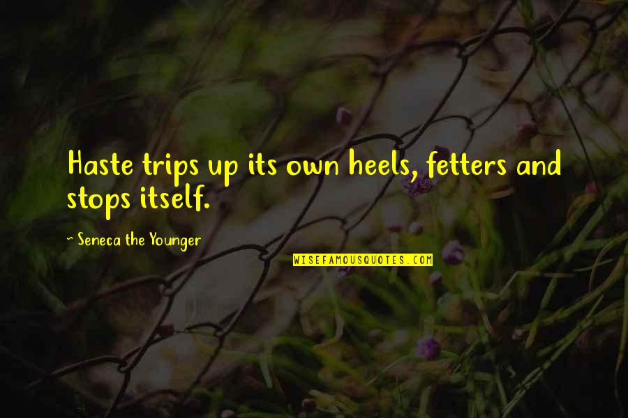 Fetters Quotes By Seneca The Younger: Haste trips up its own heels, fetters and