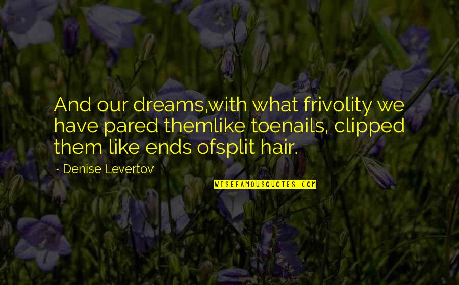 Fetting Power Quotes By Denise Levertov: And our dreams,with what frivolity we have pared
