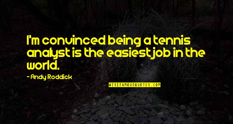 Feverishness Igue Quotes By Andy Roddick: I'm convinced being a tennis analyst is the