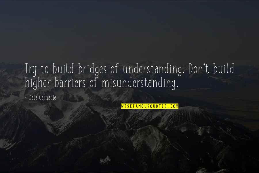 Feynman Physics Quotes By Dale Carnegie: Try to build bridges of understanding. Don't build