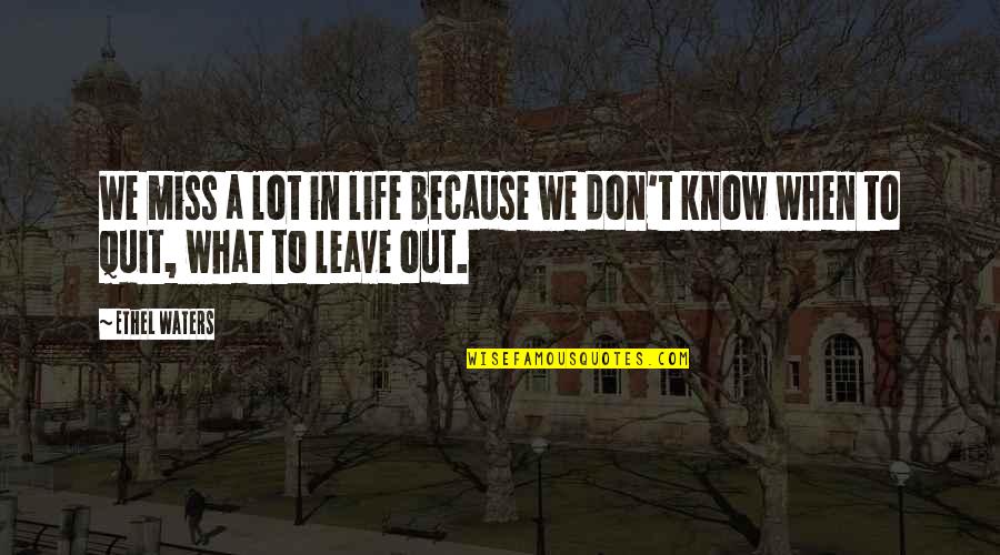 Feyre High Lady Quotes By Ethel Waters: We miss a lot in life because we