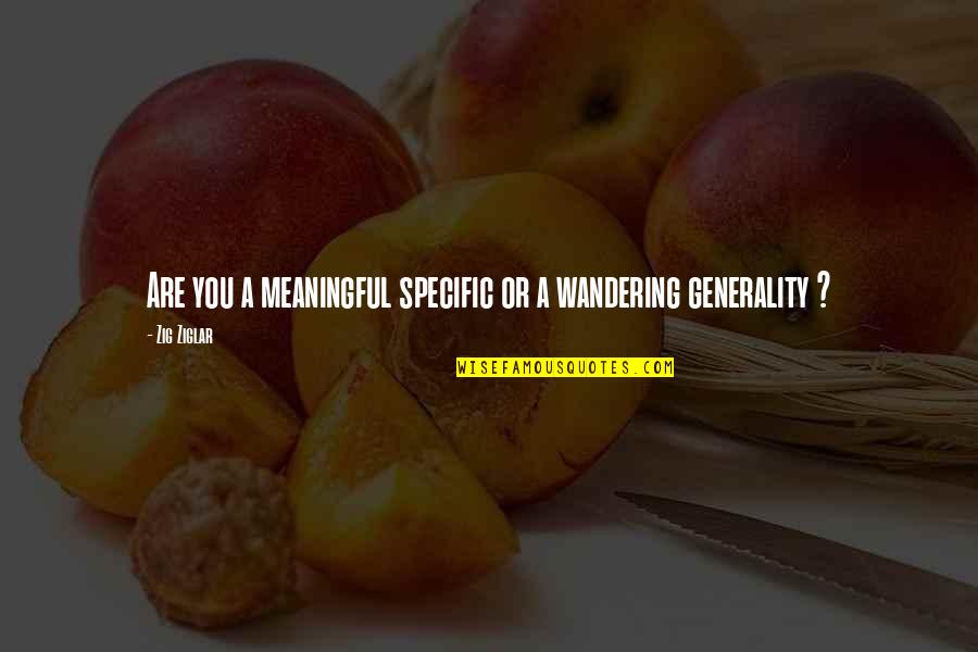 Fffdx Mutual Fund Quote Quotes By Zig Ziglar: Are you a meaningful specific or a wandering