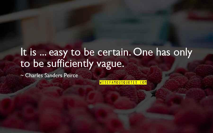 Ffordd Quotes By Charles Sanders Peirce: It is ... easy to be certain. One