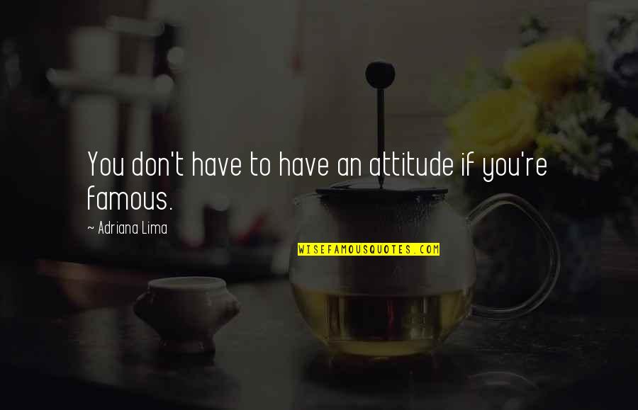 Fianzas Quotes By Adriana Lima: You don't have to have an attitude if