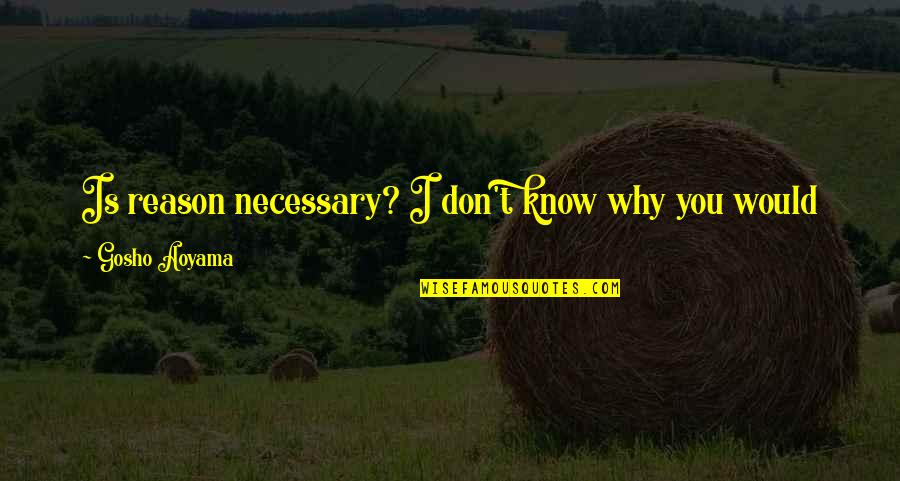 Fiasconaro Imarigiano Quotes By Gosho Aoyama: Is reason necessary? I don't know why you Fiasconaro Imarigiano Quotes By Gosho Aoyama: Is reason necessary? I don't know why you