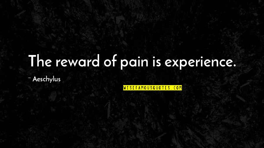 Fibula Fracture Quotes By Aeschylus: The reward of pain is experience.