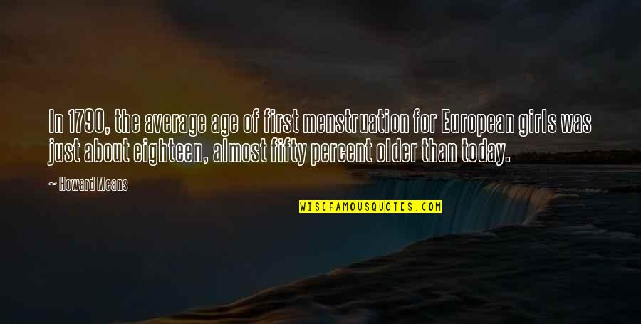 Fices Denver Quotes By Howard Means: In 1790, the average age of first menstruation Fices Denver Quotes By Howard Means: In 1790, the average age of first menstruation