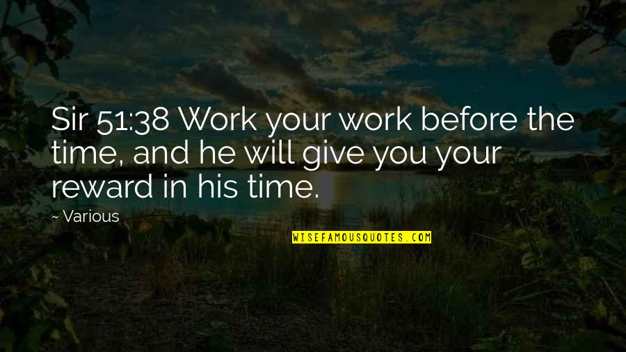 Fictie Betekenis Quotes By Various: Sir 51:38 Work your work before the time,