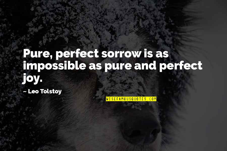 Fictional Quotes By Leo Tolstoy: Pure, perfect sorrow is as impossible as pure