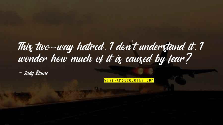Fictional World Quotes By Judy Blume: This two-way hatred. I don't understand it. I