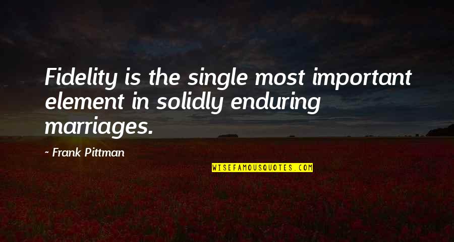 Fidelity In Marriage Quotes By Frank Pittman: Fidelity is the single most important element in