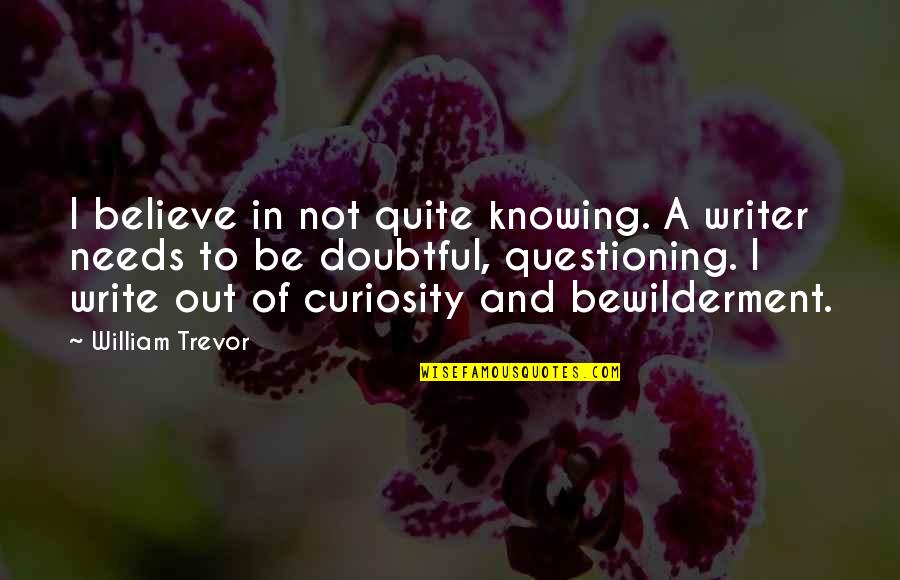 Fidia Farmaceutici Quotes By William Trevor: I believe in not quite knowing. A writer
