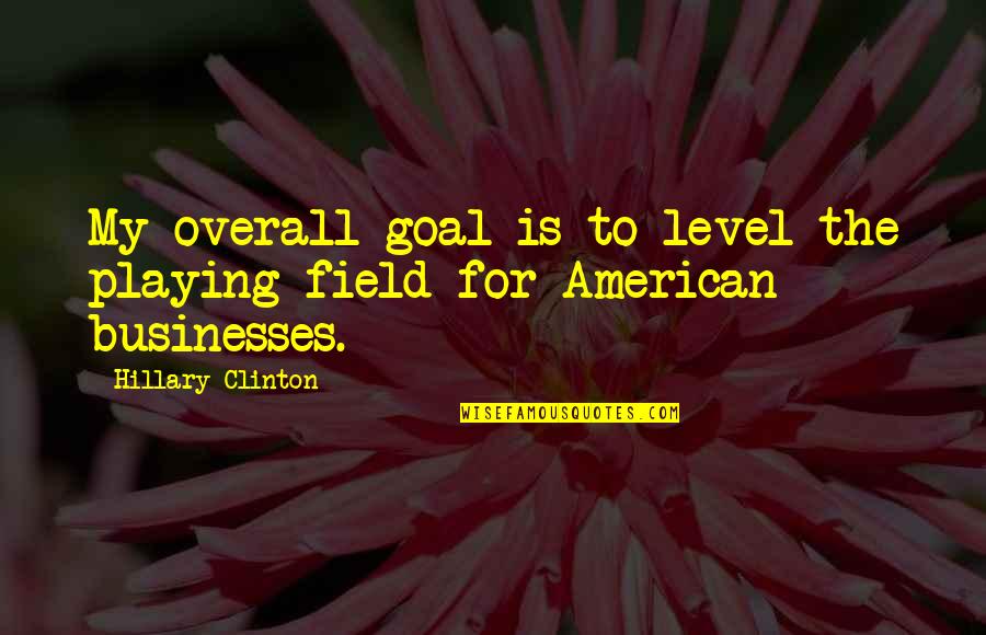 Field Goal Quotes By Hillary Clinton: My overall goal is to level the playing Field Goal Quotes By Hillary Clinton: My overall goal is to level the playing