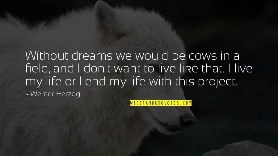 Field Of Dreams Best Quotes By Werner Herzog: Without dreams we would be cows in a Field Of Dreams Best Quotes By Werner Herzog: Without dreams we would be cows in a