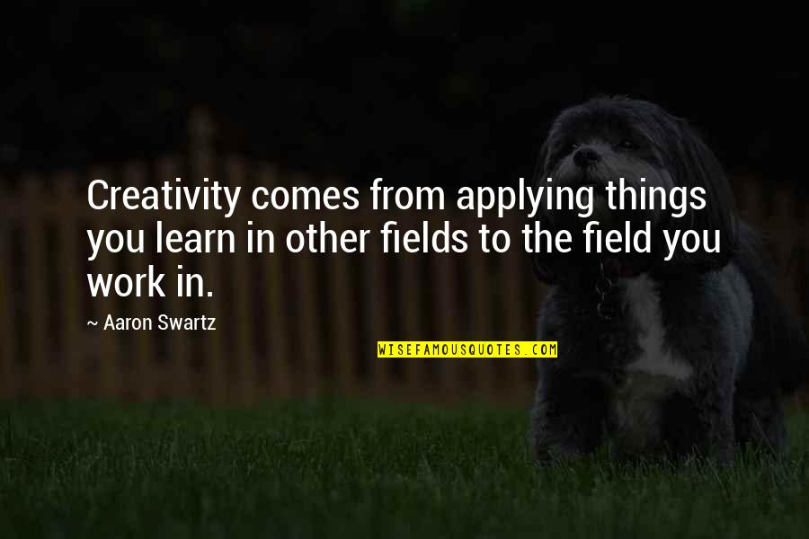 Field Work Quotes By Aaron Swartz: Creativity comes from applying things you learn in