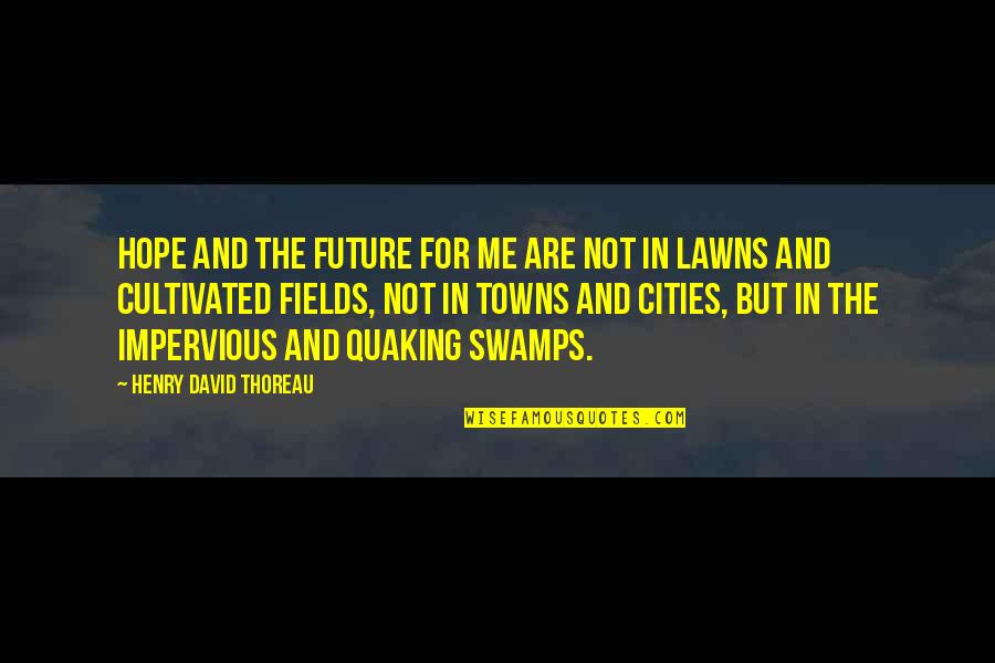 Fields Quotes By Henry David Thoreau: Hope and the future for me are not