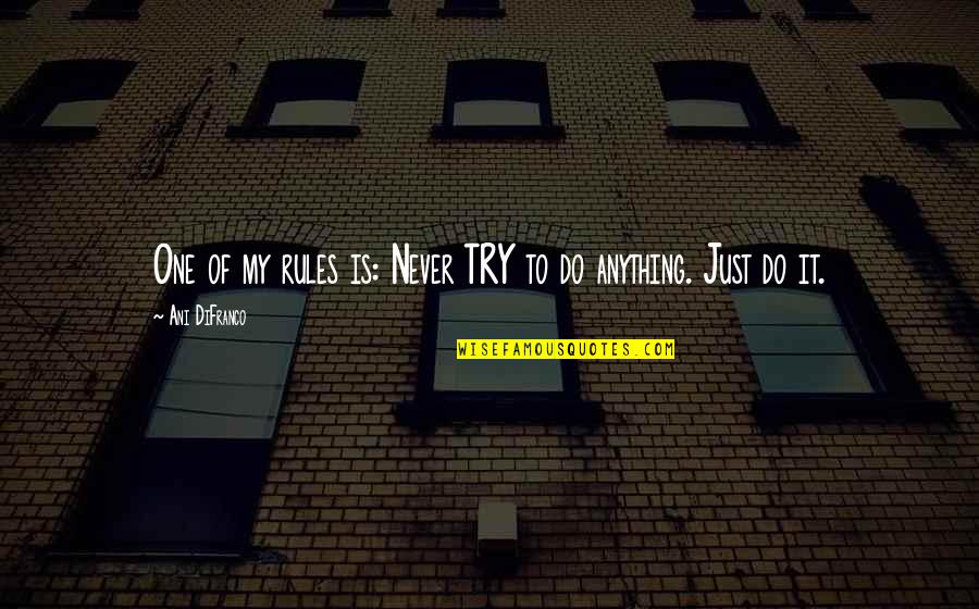 Fiennes And Ferb Quotes By Ani DiFranco: One of my rules is: Never TRY to Fiennes And Ferb Quotes By Ani DiFranco: One of my rules is: Never TRY to