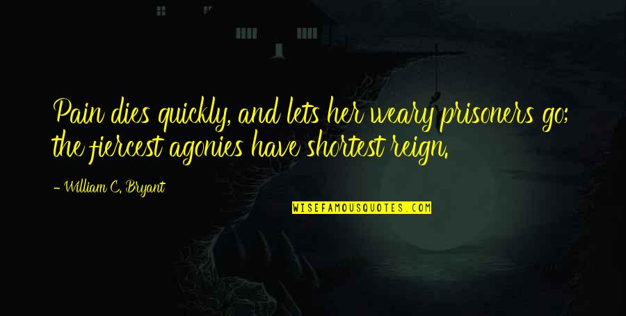 Fiercest Quotes By William C. Bryant: Pain dies quickly, and lets her weary prisoners Fiercest Quotes By William C. Bryant: Pain dies quickly, and lets her weary prisoners
