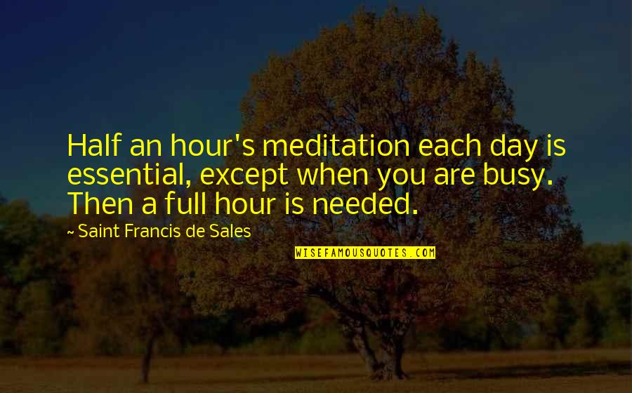 Fierman Produce Quotes By Saint Francis De Sales: Half an hour's meditation each day is essential,