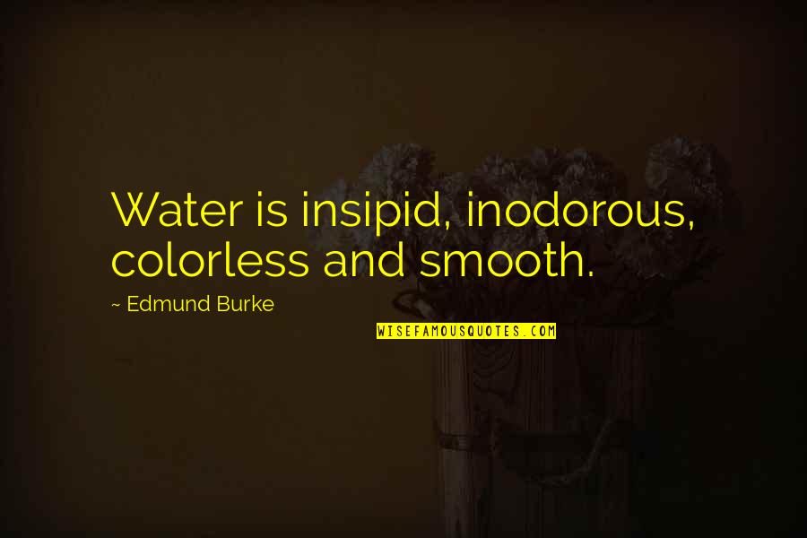 Fifi Foxx Quotes By Edmund Burke: Water is insipid, inodorous, colorless and smooth.