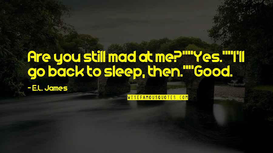 Fifty Shades Freed Quotes By E.L. James: Are you still mad at me?""Yes.""I'll go back