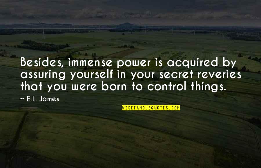 Fifty Shades Of Grey Quotes By E.L. James: Besides, immense power is acquired by assuring yourself