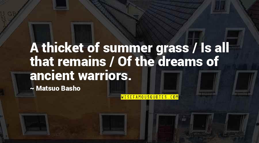 Figgers Wireless Review Quotes By Matsuo Basho: A thicket of summer grass / Is all