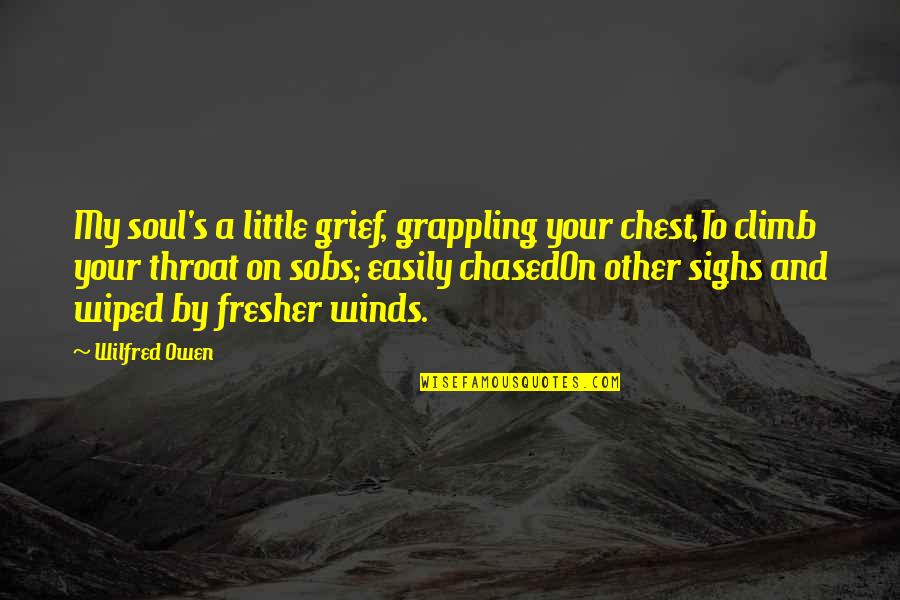 Fight Club Angel Face Quotes By Wilfred Owen: My soul's a little grief, grappling your chest,To