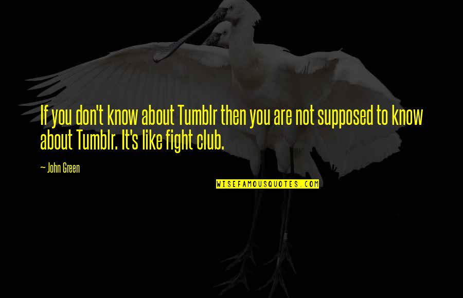Fight Club Best Quotes By John Green: If you don't know about Tumblr then you