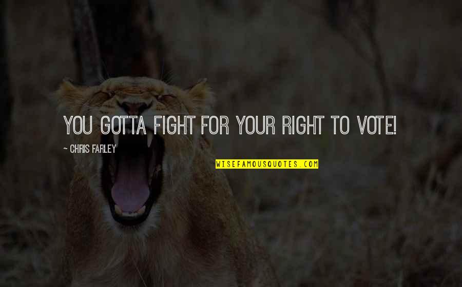 Fight For Right Quotes By Chris Farley: You gotta fight for your right to vote! Fight For Right Quotes By Chris Farley: You gotta fight for your right to vote!