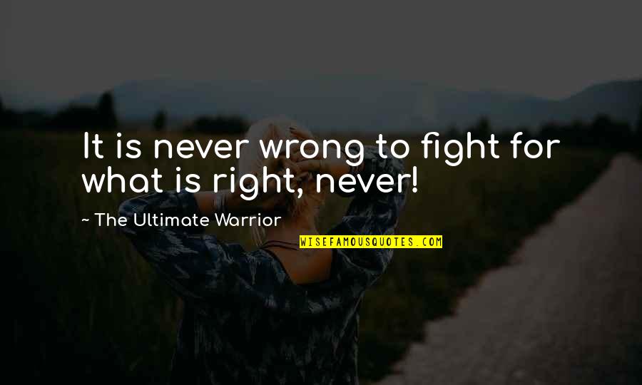 Fight For Right Quotes By The Ultimate Warrior: It is never wrong to fight for what Fight For Right Quotes By The Ultimate Warrior: It is never wrong to fight for what